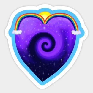 Galaxy Rainbow Solar System Heart Sticker
